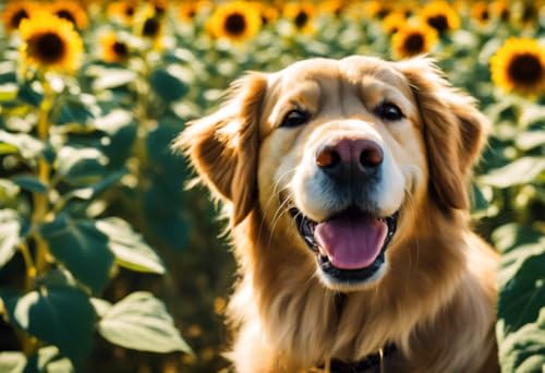 Puzzle für Erwachsene – Sommer-Sonnenblumen Golden Retriever – Holzpuzzles für Erwachsene, 1000 Teile, einzigartige Geschenke für Wandkunst, Herausforderungspuzzles, Lernspiele, Familienpuzzles von Dsawqezh