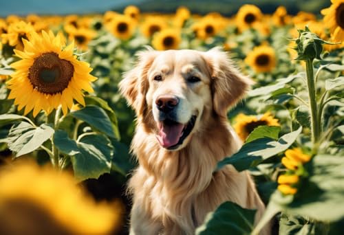 Puzzle für Erwachsene – Sommer-Sonnenblumen Golden Retriever – Holzpuzzles für Erwachsene, 1000 Teile, einzigartige Geschenke für Wandkunst, Herausforderungspuzzles, Lernspiele, Familienpuzzles von Dsawqezh