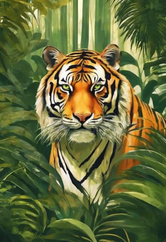 Puzzle für Erwachsene Tiger im Dschungel Herausforderndes Puzzle perfekt für Spielabende Puzzles 500 Teile und höher Puzzlespiel für Familie Eltern-Kind-Feiertagspuzzles für pädagogisches Geschenk von Dsawqezh