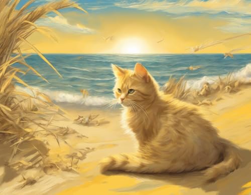 Puzzle für Erwachsene und Kinder, Lernpuzzles – Strandkatze – einzigartige Geschenke für Wandkunst, Herausforderungspuzzles, Lernspiele, Familienpuzzles von Dsawqezh