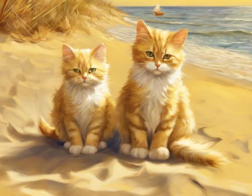 Puzzle für Erwachsene und Kinder, Lernpuzzles – Strandkatze – einzigartige Geschenke für Wandkunst, Herausforderungspuzzles, Lernspiele, Familienpuzzles von Dsawqezh