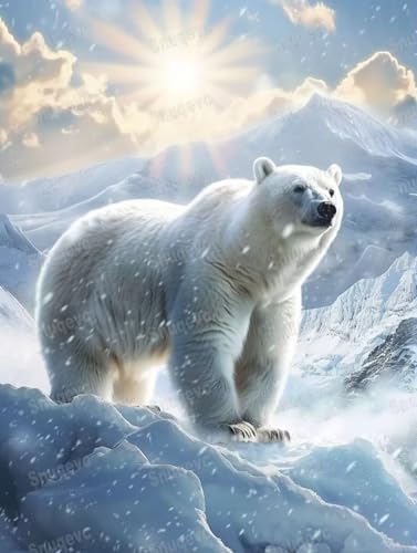 Winter-Eisbär-Puzzle – 500-teiliges Erwachsenenpuzzle mit atemberaubenden Kunstwerken – für dauerhaften Spaß und Präsentation – anspruchsvolle Gehirnübung, für Puzzle-Liebhaber – 50,5 x 38,1 cm von Dsawqezh