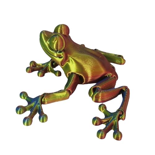 Dtaigou 3D-gedrucktes bewegliches Spielzeug,3D-gedrucktes Spielzeug Frosch, Mit beweglichen Gelenken, tierisches Fidget-Frosch-Schreibtischspielzeug für Kinder, 3D-Detaillierung Steht unabhängig für von Dtaigou