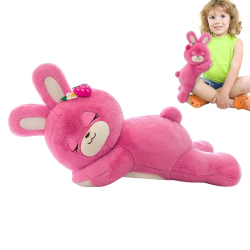 Dtaigou Ausgestopfte Hasenpuppe, Strawberry Bunny Plüsch, Buntes Plüschfiguren Spielzeug, 50 cm entzückende Tierpuppe, süße Innenhäuser für Wohnzimmer, Schlafzimmer, Lernen von Dtaigou