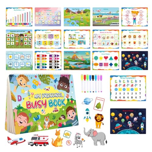 Dtaigou Busy Book,Busy Book Kleinkind, Sensorisches Lernspielzeug, Vorschul-Lernspielzeug, Kindergarten-Lernaktivitäten für und Mädchen im Alter von 3–5 Jahren. Feinmotorik von Dtaigou