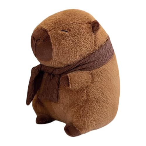 Dtaigou Capybara Stofftier,Capybara Stofftier - Plüschfigur Spielzeug | Kuschelige Stofftierpuppe, Bezauberndes Cartoon-Heimstofftier mit Schal für Schlafzimmer, Sofa von Dtaigou