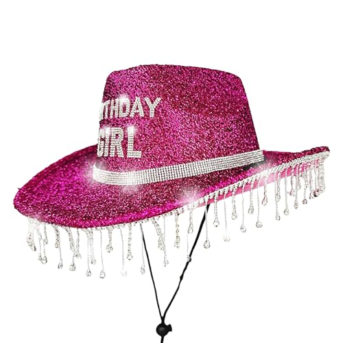 Dtaigou Damencowboyhut - Glitzer Geburtstags-Hut für Damen,Mit Strasssteinen Atmungsaktiv Für Reise Urlaub Festival Kinder Erwachsene Geburtstag Dtaigou Damencowboyhut - Glitzer Geburtstags-Hut für Damen,Mit Strasssteinen Atmungsaktiv Für Reise Urlaub Festival Kinder Erwachsene Geburtstag von Dtaigou