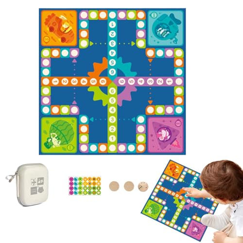 Dtaigou Familienbrettspiele, Schachbrettspiel | 2-in-1-Brettspiel-Schach-Set Speicherhülle,Kinder Lernen Spielzeug Cartoon Schachbrett, Eltern-Kind-Interaktive zum Geburtstag von Dtaigou