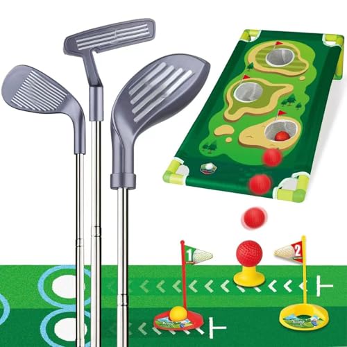 Dtaigou Golf-Spielzeug-Set für Kleinkinder, Golf-Spielzeug-Set Putting-Matte, Verstellbarer Golfschläger, einziehbares Golf-Spielzeug mit Putting-Matte, Mini-Golf-Set, Spielzeug für Kleinkinder von Dtaigou