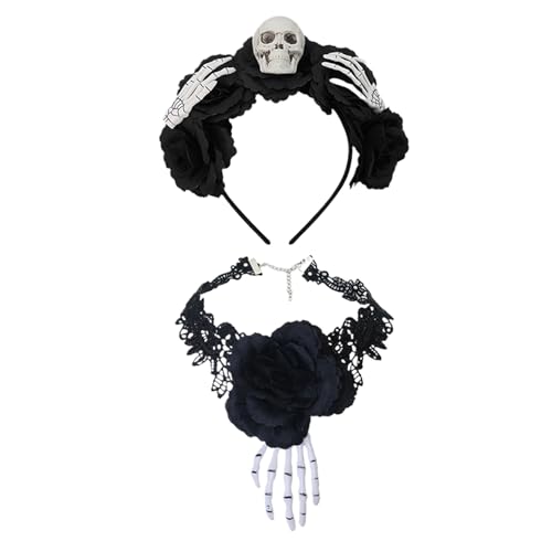 Dtaigou Gotisches Stirnband, Damen Haarreif Choker Halskette, Weiches Gothic Headpiece für Halloween Cosplay Mottopartys Kostümfeste Maskenbälle Dtaigou Gotisches Stirnband, Damen Haarreif Choker Halskette, Weiches Gothic Headpiece für Halloween Cosplay Mottopartys Kostümfeste Maskenbälle von Dtaigou
