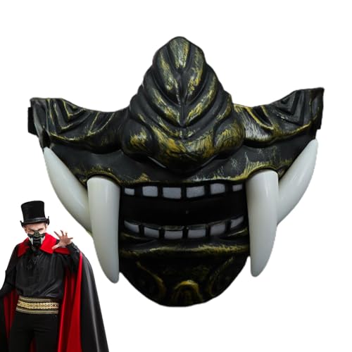 Dtaigou Halloween Cosplay Fangs Gesichtsbedeckung, halbe Gesichtsbedeckung mit Fangs - Half-Face Fangs Horror Cosplay - Lustige Halloween-Fangzähne, bequeme Tierschädel-Gesichtsbedeckung für von Dtaigou