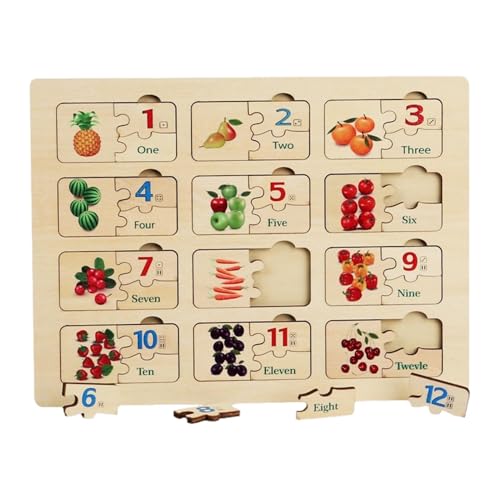 Dtaigou Holzpuzzles für Kinder,Gemüse-Matching-Puzzle,Hölzernes buntes Form-Zahlen-Match-Puzzlebrett - Puzzle-Spielzeug, Vorschulspiel für Kinder, frühpädagogisches Puzzle-Set für und Mädchen von Dtaigou