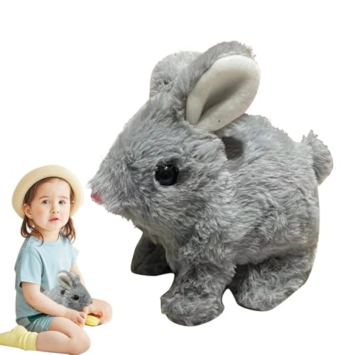 Dtaigou Jumping Bunny Toy, Jumping Rabbit,Jumping Bunny Plush Toy mit Sounds - Begleittier, interaktives Tier, elektrisches Haustier für und Mädchen von Dtaigou