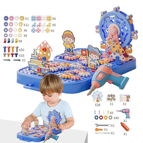 Dtaigou Kleinkindbohrer und Schraubenspielzeug, Play Toolbox, Bauspiele, Bildungsspiel Toolbox Drill Kids Tool Set für über 3 Jahre alte und Mädchen Kinder von Dtaigou