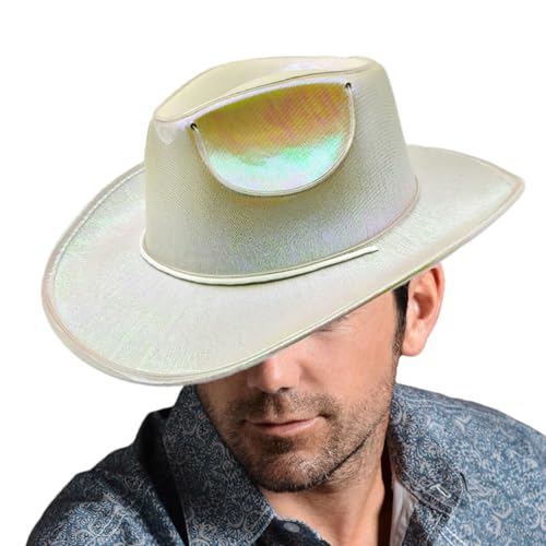 Dtaigou Leuchtende Neon-Glitzer-Hüte, leuchtende Cowboy-Mütze, LED-Cowboy-Hut, Cowgirl-Hut, leuchtende Hüte, für Männer und Frauen, Kostüm-Mütze von Dtaigou