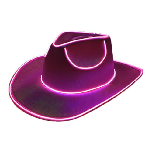 Dtaigou Leuchtende Neon-Glitzer-Hüte, leuchtende Cowboy-Mütze, LED-Cowboy-Hut, Cowgirl-Hut, leuchtende Hüte, für Männer und Frauen, Kostüm-Mütze von Dtaigou