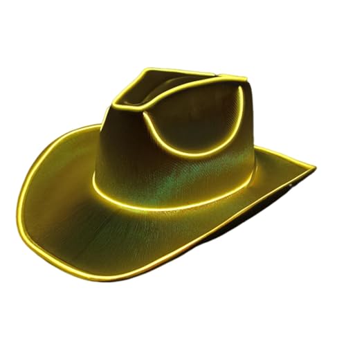 Dtaigou Leuchtende Neon-Glitzer-Hüte, leuchtende Cowboy-Mütze, LED-Cowboy-Hut, Cowgirl-Hut, leuchtende Hüte, für Männer und Frauen, Kostüm-Mütze von Dtaigou