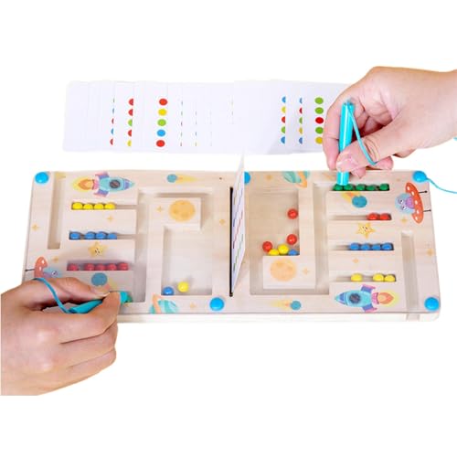 Dtaigou Logisches Brettperlenspielzeug, Holzbrettperlenspiel,Stapelbrettspiele aus, 4 Farben, Perlenspielzeug | Lernspielzeug Sortier-Rätsel-Puzzlespiel für Kinder von Dtaigou