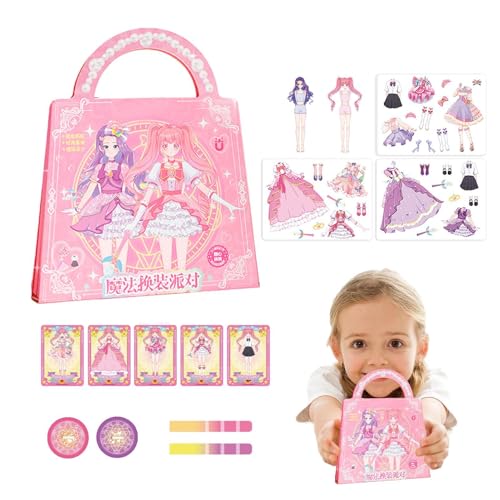 Dtaigou Magnetische Prinzessinnen-Anziehpuppe, magnetische Anziehpuppen für Mädchen | Prinzessinnen-Anziehpuppen-Set,Tragbares Pretend & Play Princess-Spiel, pädagogisches Prinzessin-Anziehpuppen-Set von Dtaigou