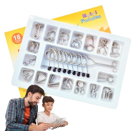 Dtaigou Metalldraht -Puzzle -Set, Metallhirnteaser -Rätsel - Set von 18 Disentanglement -Rätseln - Lernaktivitäten für Bildungsvorschulen, Feinmotorikspiel für Geburtstag, Weihnachten oder Ostern von Dtaigou