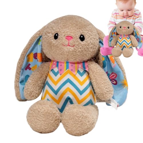 Dtaigou Ostergestreifte Hasenpuppe, gefüllte Tiere Huggable Bunny Plüschspielzeug, Plüsch -Osterhasen, komfortable Osterartikel, Tischdekorationen von Dtaigou