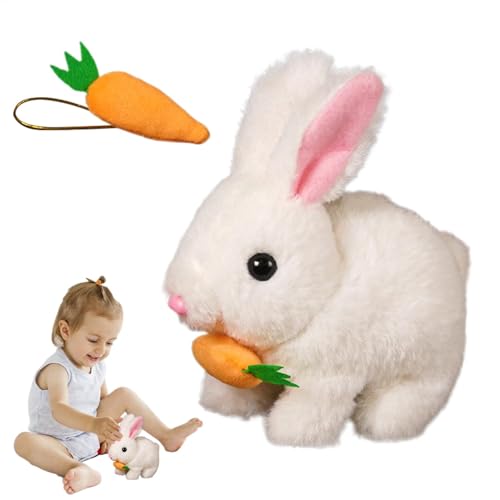 Dtaigou Osterplüschgefüllte, elektronischer Sprungkaninchen für Mädchen | Hoping Plush Interactive Bunny mit Bewegung & Sounds - Vorschulpädagogik -Lernspielzeug mit Wackelohren zuckt Nase für von Dtaigou