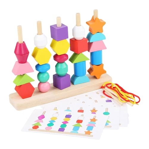 Dtaigou Perlenpassungsspiel, Kleinkindspielzeug | Interaktive Kinder Matching Game Holzschnürung Perlen - Bildungsform Sorter Vorschulspielzeug für Kinder Mädchen von Dtaigou