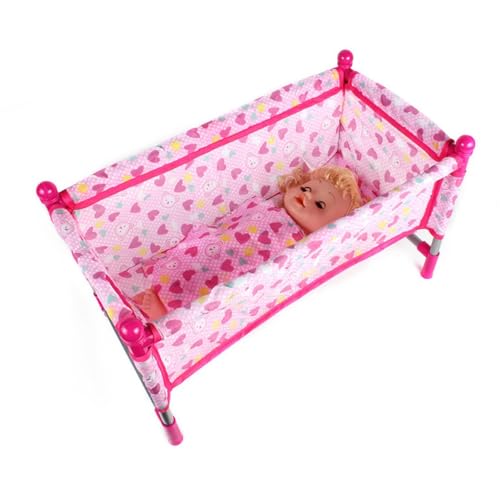 Dtaigou Puppen-Kinderzimmer-Spielset,Puppenbetten und Wiegen - Kinderwagen-Spielset für Puppen, leichtes Simulations-Kinderzimmer, rosa Kinderwagen-Spielzeug, Mädchen von Dtaigou