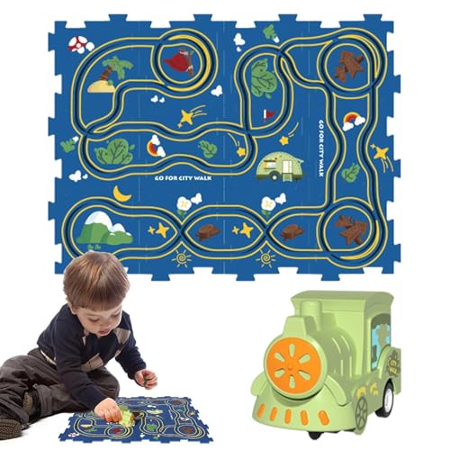 Dtaigou Puzzle-Autobahn-Set,Puzzle-Racer-Kinder-Autobahn-Set - Puzzle-Brett-Lernspiele Rennstrecke | Puzzle Racer Cartoon-Puzzlebahn, Feinmotorikspielzeug, Lernspielzeug für Kinder ab 3 Jahren von Dtaigou