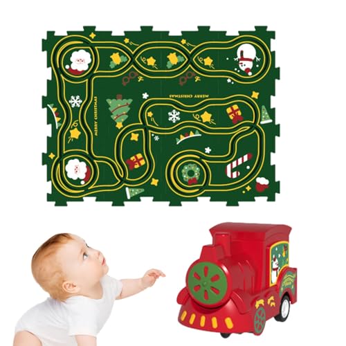 Dtaigou Puzzlematte „Eisenbahnzug“ zusammenbauen, Kinderpuzzle-Eisenbahnwagen-Spielset - Elektro-Gleiswagen-Set, Gleis-Spielset zusammenbauen,Straßenbauer, pädagogisches von Dtaigou