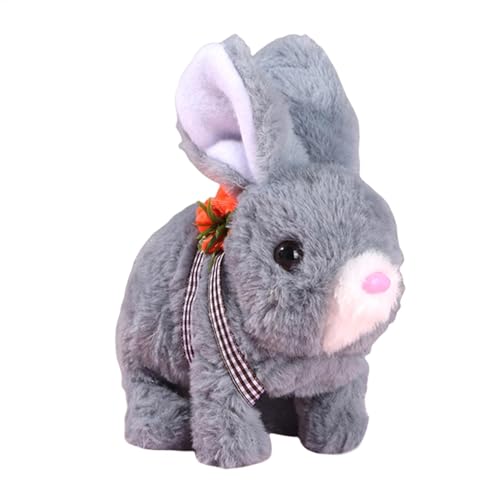 Dtaigou Realistic Bunny Plush, Bunny Interactive Plüschspielzeug | Gefüllte Hasenplüsch interaktive Spielzeugfiguren,Springen, Zucken und Schütteln von Ohren, realistisches elektronisches Haustier aus von Dtaigou