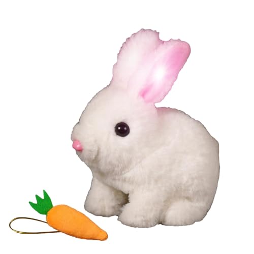 Dtaigou Realistischer Bunny, Hasenspielzeug für Kinder, elektronische Spielzeughasen simulierte Hasenpuppe, hüpfen Robotertier, Springen, zuckende Nase, wackelige Ohren von Dtaigou