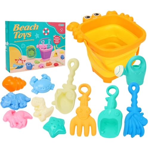 Dtaigou Sandspielzeug für Kinder, Strandspielzeug Set, Kreatives Cartoon Beach Spielzeug, Süßes Reisebehörigkeit, farbenfrohes Spielset mit faltbaren Schaufeln der Eimer zum Sammeln von Dtaigou