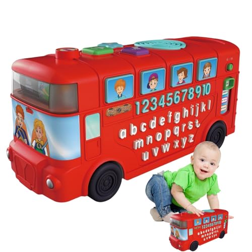 Dtaigou Schulbusspielzeug für Baby, musikalischer Lernbus | Nummer Schulbus mit Licht,Phonetics Wheel Gear Game Preschool Bildungsspielzeug für Kleinkind von Dtaigou