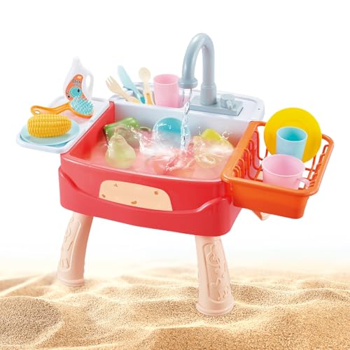 Dtaigou Spielzeug Waschbecken - Elektrischer Wasserhahn mit Fließwasser Automatisches Wasserkreislaufsystem inklusive Spülmaschinenzubehör - Pädagogisches Rollenspielspielzeug zur Förderung der Dtaigou Spielzeug Waschbecken - Elektrischer Wasserhahn mit Fließwasser Automatisches Wasserkreislaufsystem inklusive Spülmaschinenzubehör - Pädagogisches Rollenspielspielzeug zur Förderung der von Dtaigou