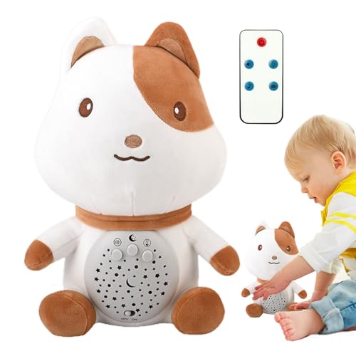 Dtaigou Sternprojektor-Plüschspielzeug, Musik-Plüschspielzeug - Sternprojektor-Nachtlicht-Plüsch-Soundspielzeug für Kinder,White Noise Comfort Puppe mit Atemvibrationen, 0–3 Jahre alt, Kinderzimmer, von Dtaigou