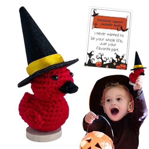 Dtaigou Süße gestrickte Positive Puppen, Positive Häkelpuppen - Halloween Kürbisköpfe Puppe - Lustige Häkelpuppe, handgemachte süße emotionale Unterstützung, gestrickte Puppe mit positiver Karte zum von Dtaigou