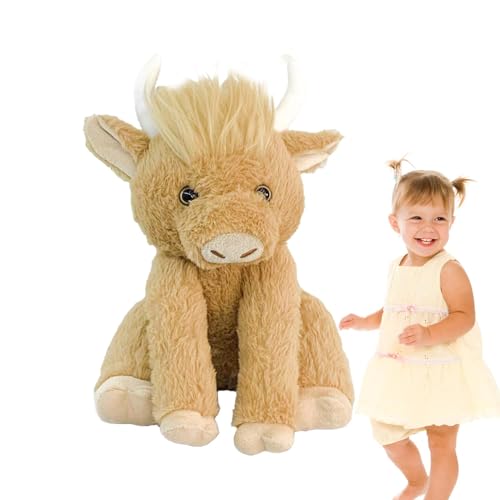 Dtaigou Theorbi Highland Cow Plüschtier, Highland Cow Stofftier, Plüsch Highland Cow, Musikkuh Stofftiere, Gelenke können Sich bewegen, Plüsch Dekokissen für Zuhause von Dtaigou