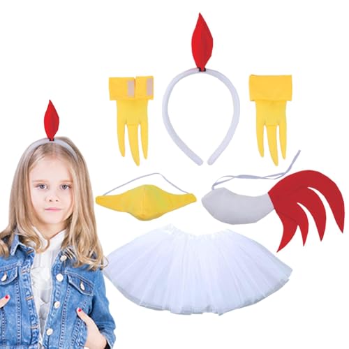 Dtaigou Tier-Küken-Kostüm-Set – Tierkostüm, Küken, Kinder-Kostüm, Ohren-Kostüm-Set, Stirnband, Kostümzubehör für Halloween und Verkleidungen von Dtaigou