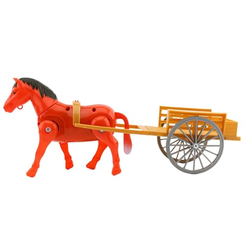 Dtaigou Walking Horse Toy - Kutsche Modell Desktop Ornament - Retro Elektrische Pferdekutsche Spielzeug, gezeichnetes Ornament für Zuhause, Schule, Kindergarten von Dtaigou