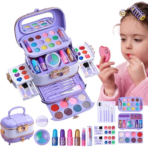 Dtaigou Waschbares Make-up für kleine Mädchen, Kinder-Make-up-Set - Pretend-Kosmetik-Sets | Kinderkosmetik-sicheres waschbares Set 57X für kleine Mädchen für Teenager-Geburtstagsspiele von Dtaigou