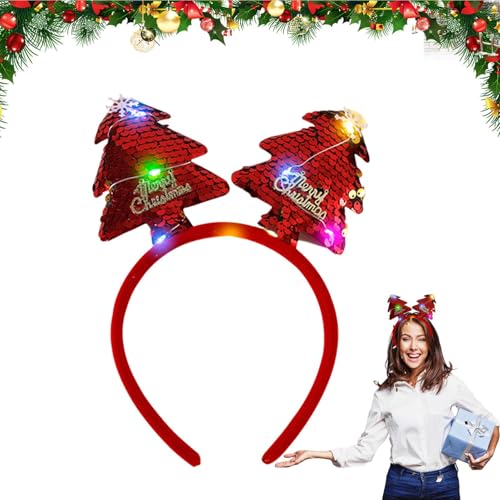 Dtaigou Weihnachts-Kopfschmuck mit Licht, leuchtendes Weihnachts-Stirnband,Cartoon Winterurlaub Kopfschmuck | Niedlicher Weihnachtsfoto-Haarreifen, Winterurlaub-Kopfschmuck für Cosplay-Event, Bühne von Dtaigou