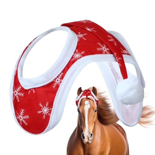 Dtaigou Weihnachtspferd -Zdeckung, Kopfbedeckung mit Schneeflockenmuster dekoratives Kostüm, Weihnachtshut für, für Winterfeiertagsveranstaltungen Dtaigou Weihnachtspferd -Zdeckung, Kopfbedeckung mit Schneeflockenmuster dekoratives Kostüm, Weihnachtshut für, für Winterfeiertagsveranstaltungen von Dtaigou