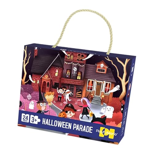 Dtaigou Weihnachtspuzzles für Kinder,Weihnachtspuzzles für Kinder,24 Teile Halloween-Party-Puzzle - Festival-Home-Party-Dekorationen, wasserdichte Wandornamente, Cartoon-Halloween-Dekoration von Dtaigou