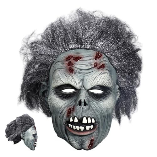 Dtaigou Zombie-Maske Halloween,Halloween-Zombie-Gesichtsbedeckung - Horror-Kopfbedeckungsspielzeug | Halloween-Latexmaske, Horror-Cosplay-Kostüm-Gesichtsbedeckung für Halloween- von Dtaigou