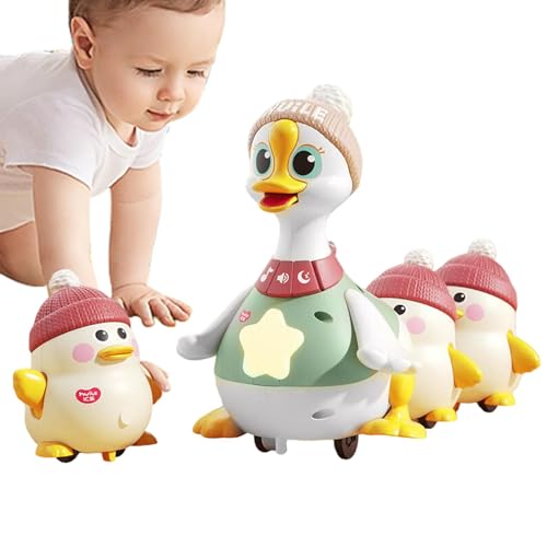 Tummy Time Enten-Familienspielzeug, Laufende Ente Mit Baby-Enten, Musikalisches Entenspielzeug, 3er-Pack Leuchtende, Schwingende Krabbelspielzeuge, Enten-Familienspielzeug von Dtaigou