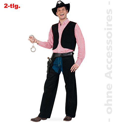 Herren-Kostüm "COWBOY" Weste mit Chaps in schwarz Gr. M & XL (Medium) von Markenlos