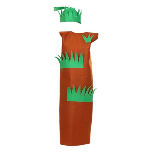 Dualoai Baum Cosplay Kostüm Kleid Kopfschmuck Halloween Modenschau Outfit Anzug für Feiertage, Karneval, Bühnenauftritt, Länge 124 cm für Erwachsene von Dualoai