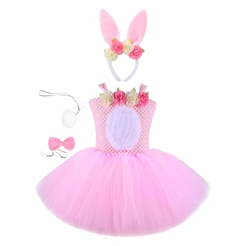 Dualoai Ostern Kaninchen Tutu Stirnband Schwanz Fliege Hase Kostüm Und Schwanz Mädchen Geschenke Niedliche Kopfschmuck für Maskerade Tanzen, xl von Dualoai