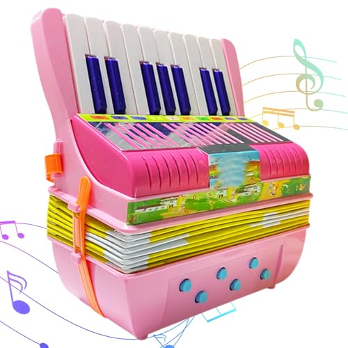 Dubbulon -Musikinstrument-Spielzeug, Kinder- -Musikinstrumente - 17 Tasten Knopfakkordeon Kleines Akkordeonspielzeug,Leichtes Lernspielzeug, süßes Vorschul-Musikinstrument für von Dubbulon